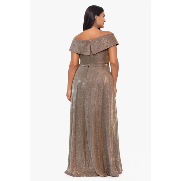 Xscape Off-Shoulder Glitter Gown - Picture 2 of 9